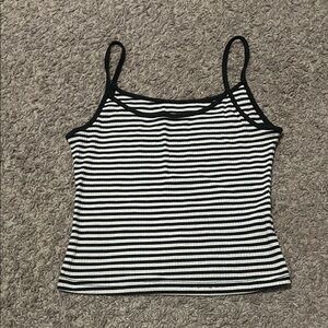 SHEIN Black & White Striped Ribbed Cami